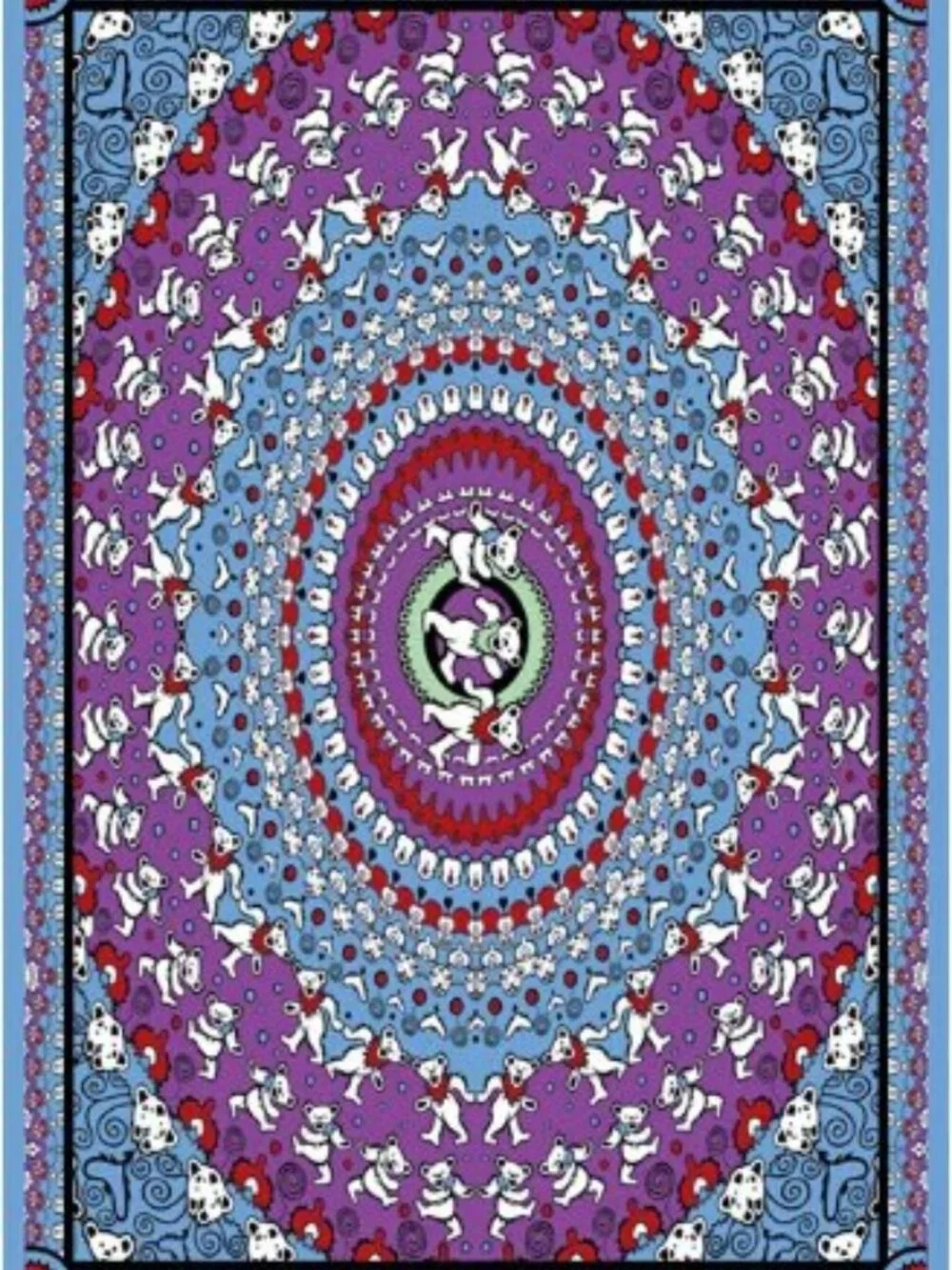 Grateful Dead Dancing Bears Mandala Tapestry ~ 60